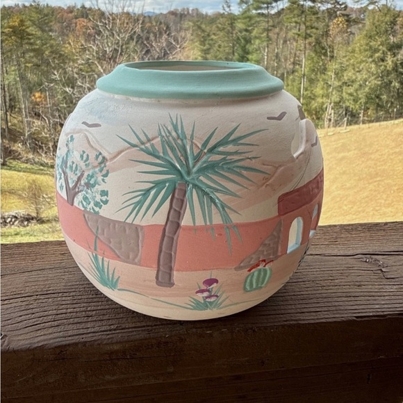 Hand-Painted Southwestern Ceramic Vase - Picture 3 of 5